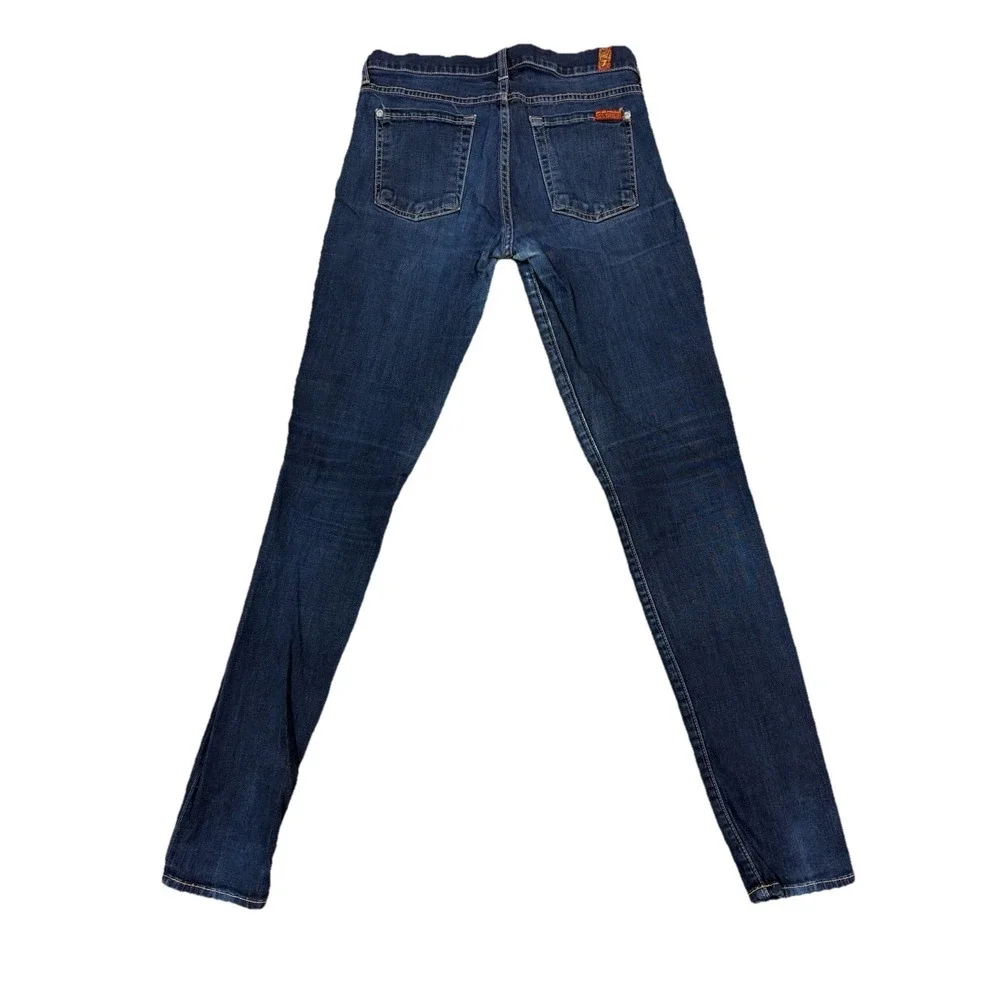 7 For‎ All Mankind Dark Wash Stretch Mid Rise The Skinny Denim Jeans sz 28 - Picture 3 of 11